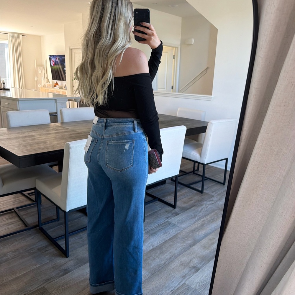 Stylish Blue Boot Cut Women's Jeans - Picture 4 of 5